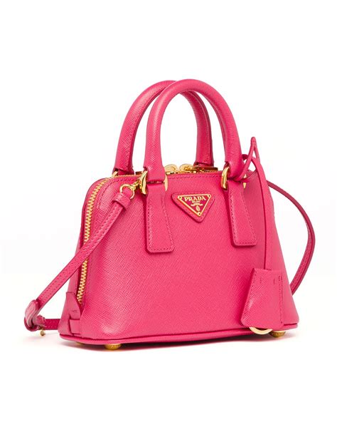 Prada Mini Saffiano Promenade Bag, Pink (Peonia)